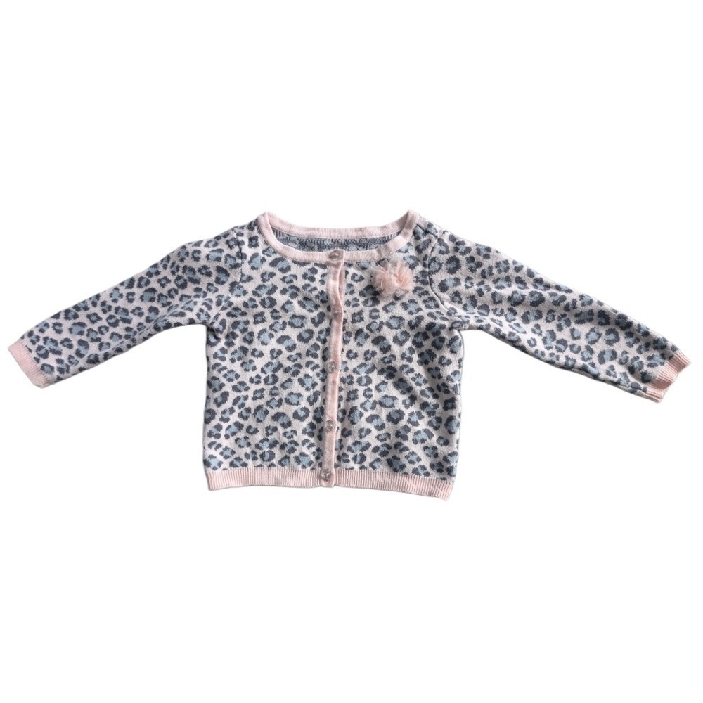 George Infants 12m-18m Pink Leopard‎ print knit long sleeve cardigan